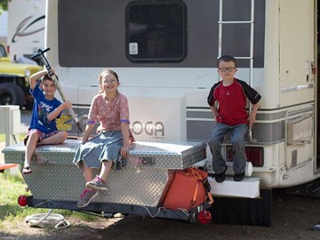 Cousins hanging out on an RV