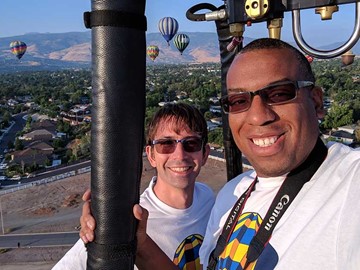 Dad and Papa on a hot air balloon ride